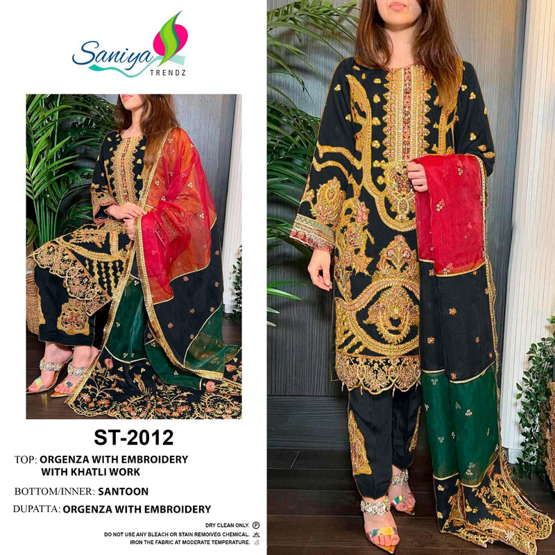 Saniya Trendz St 2012 Hit Organza With Beautiful Work Stylish Designer Party Wear Salwar Kameez