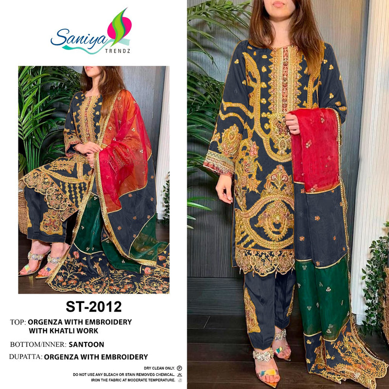 Saniya Trendz St 2012 Hit Organza With Beautiful Work Stylish Designer Party Wear Salwar Kameez