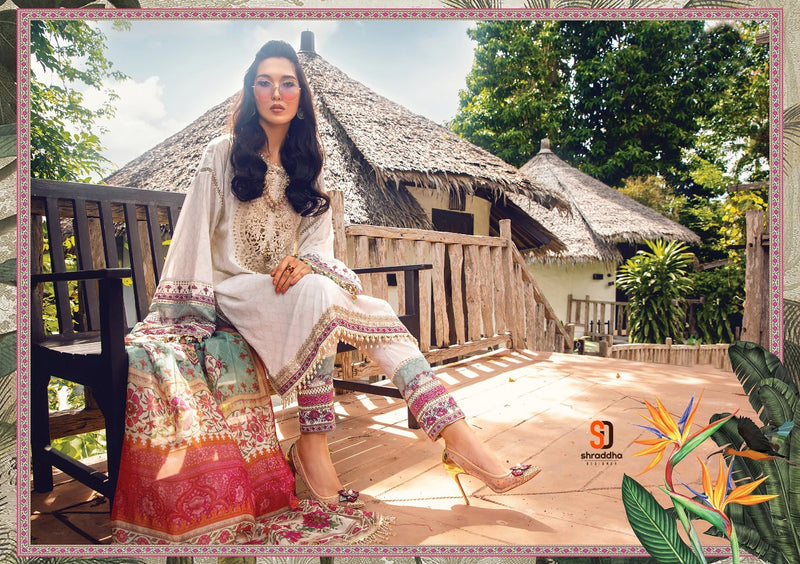 Sharaddha Designs Mprint Vol 12 Pure Cotton With Heavy Embroidery Work Stylish Designer Pakistani Salwar Kameez