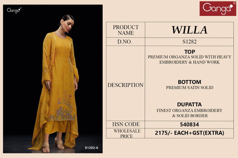 Ganga Dno 1282 Organza With Beautiful Work Stylish Designer Casual Look Fancy Salwar Kameez