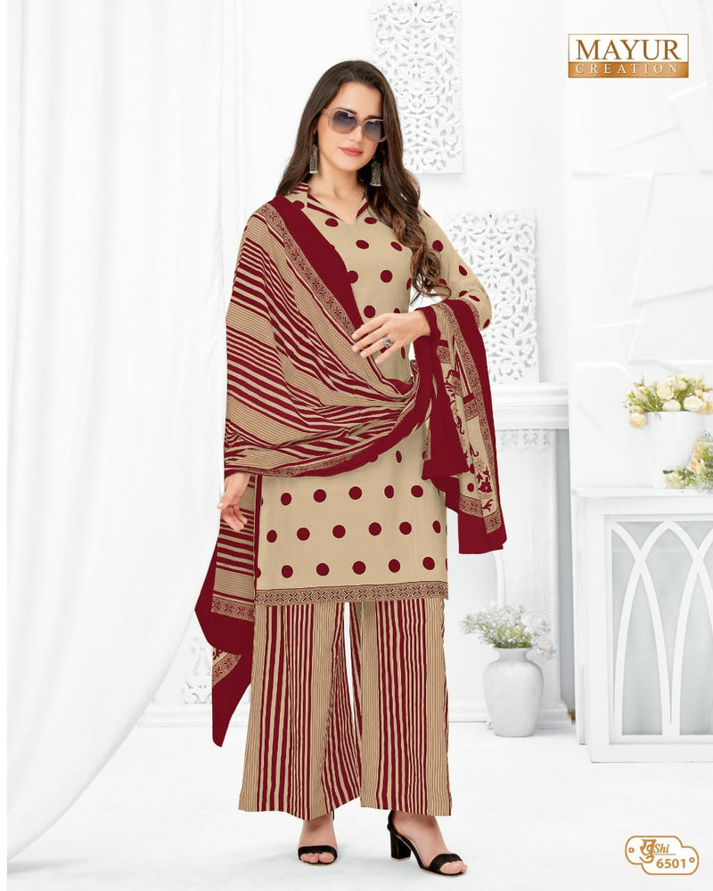 Mayur Creation Khushi Vol 65 Pure Cotton With Beautiful Work Stylish Designer Casual Look Salwar Suit