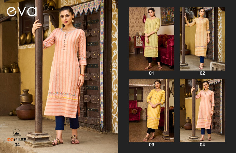 100 Milles Eva Pure Cotton With Heavy Embroidery Work Styolish Designer Festive Wear Fancy Kurti