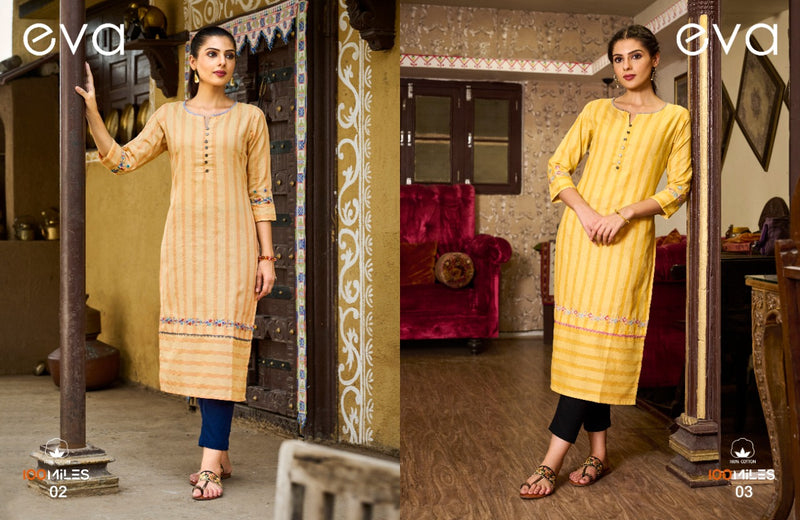 100 Milles Eva Pure Cotton With Heavy Embroidery Work Styolish Designer Festive Wear Fancy Kurti