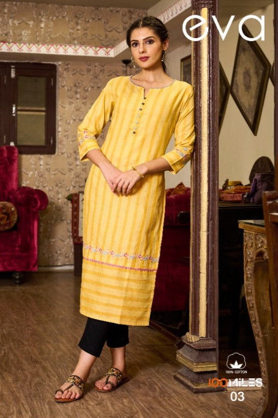 100 Milles Eva Pure Cotton With Heavy Embroidery Work Styolish Designer Festive Wear Fancy Kurti