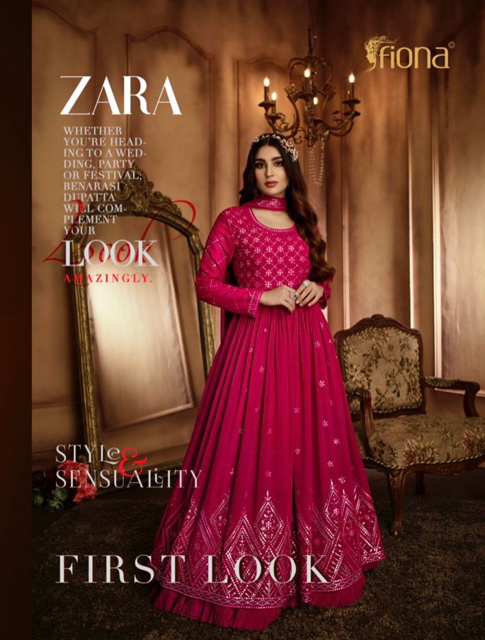 Fiona Zara Georgette With Beautiful Work Stylish Designer Party Wear Fancy Long Gown