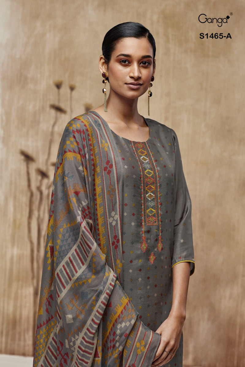 Ganga Dno 1465 Russian Silk With Beautiful Work Stylish Designer Casual Wear Fancy Salwar Suit