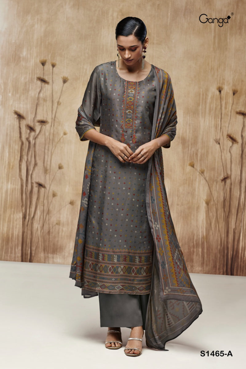Ganga Dno 1465 Russian Silk With Beautiful Work Stylish Designer Casual Wear Fancy Salwar Suit