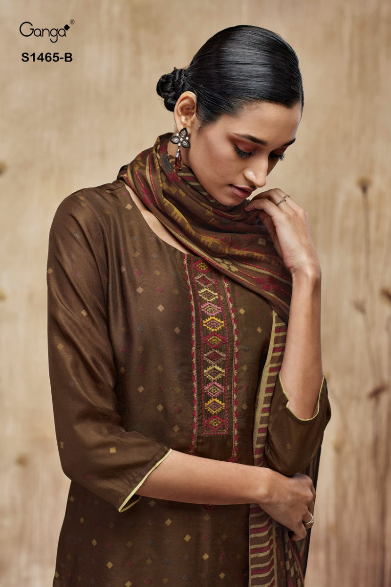 Ganga Dno 1465 Russian Silk With Beautiful Work Stylish Designer Casual Wear Fancy Salwar Suit
