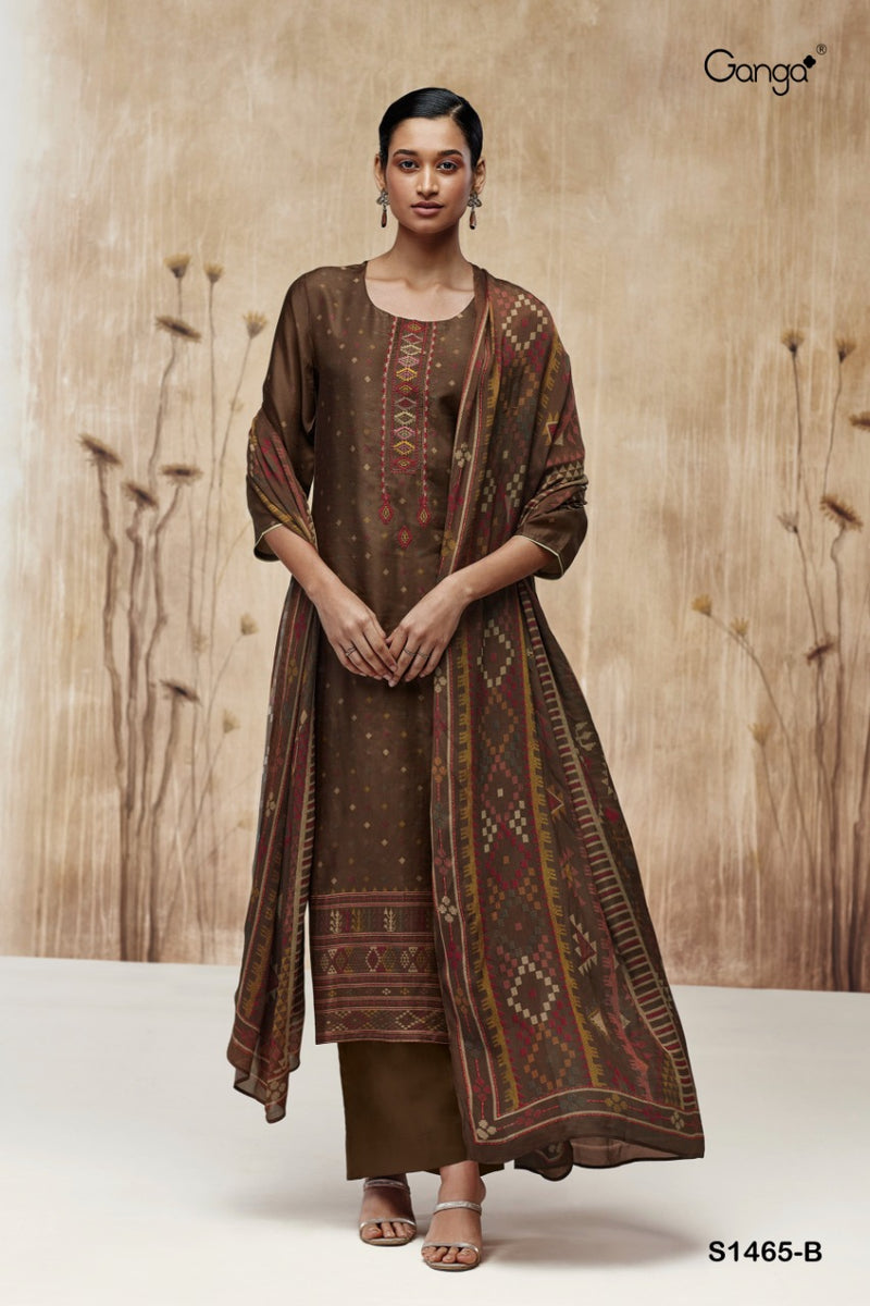 Ganga Dno 1465 Russian Silk With Beautiful Work Stylish Designer Casual Wear Fancy Salwar Suit