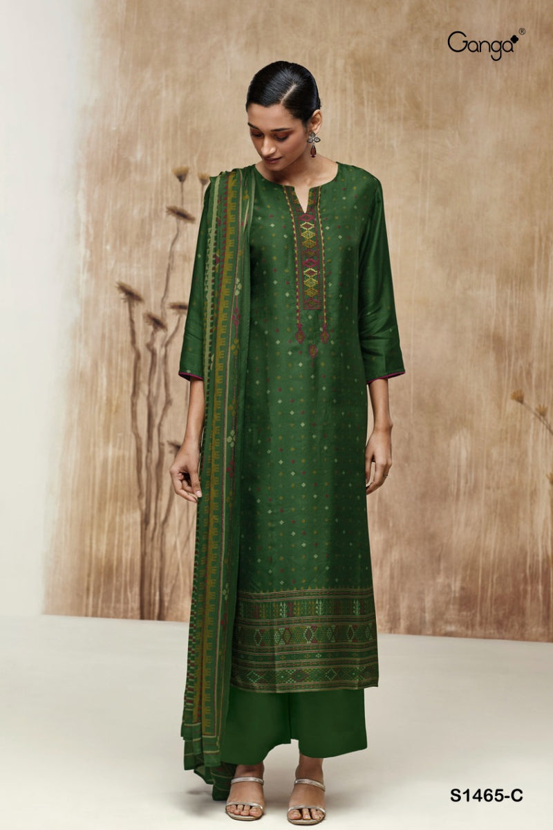 Ganga Dno 1465 Russian Silk With Beautiful Work Stylish Designer Casual Wear Fancy Salwar Suit