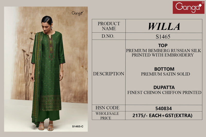 Ganga Dno 1465 Russian Silk With Beautiful Work Stylish Designer Casual Wear Fancy Salwar Suit