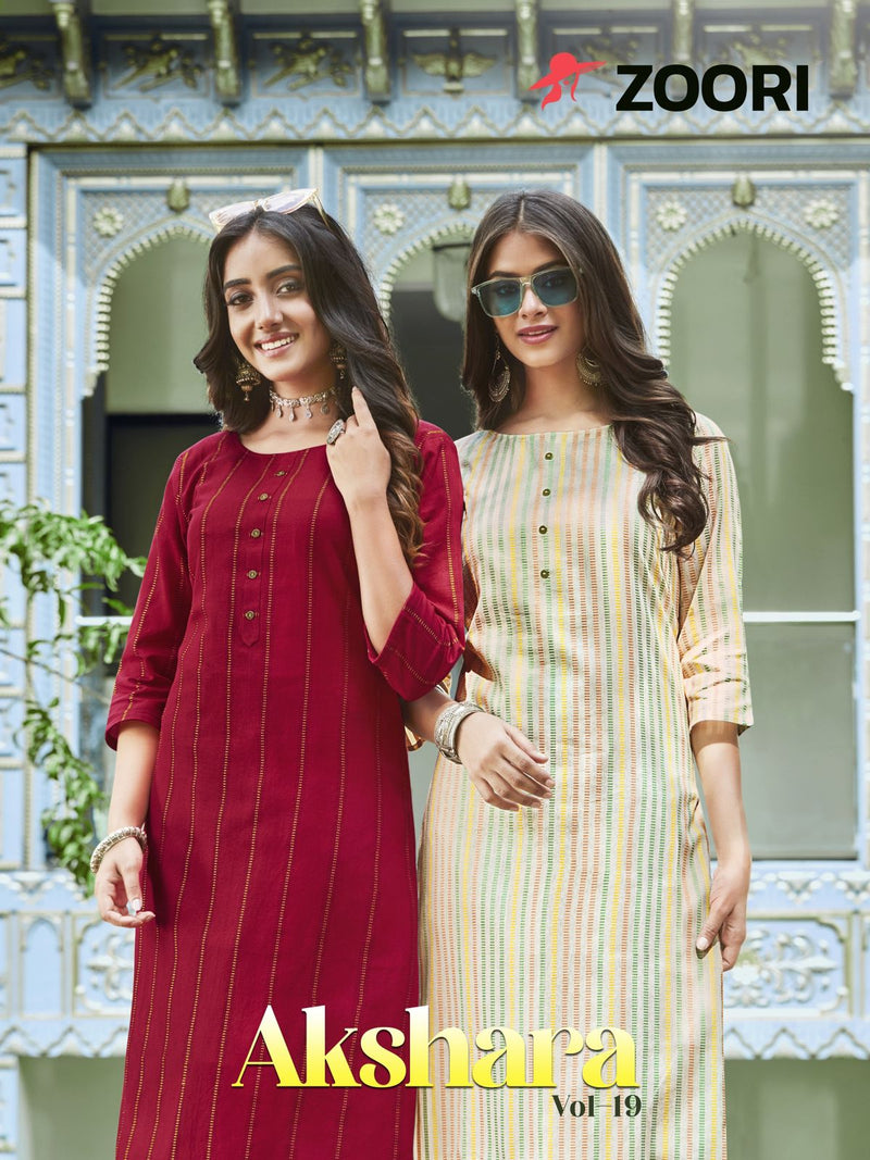 Zoori Akshara Vol 19 Rayon With Fancy Work Stylish Designer Casual look Fancy Kurti