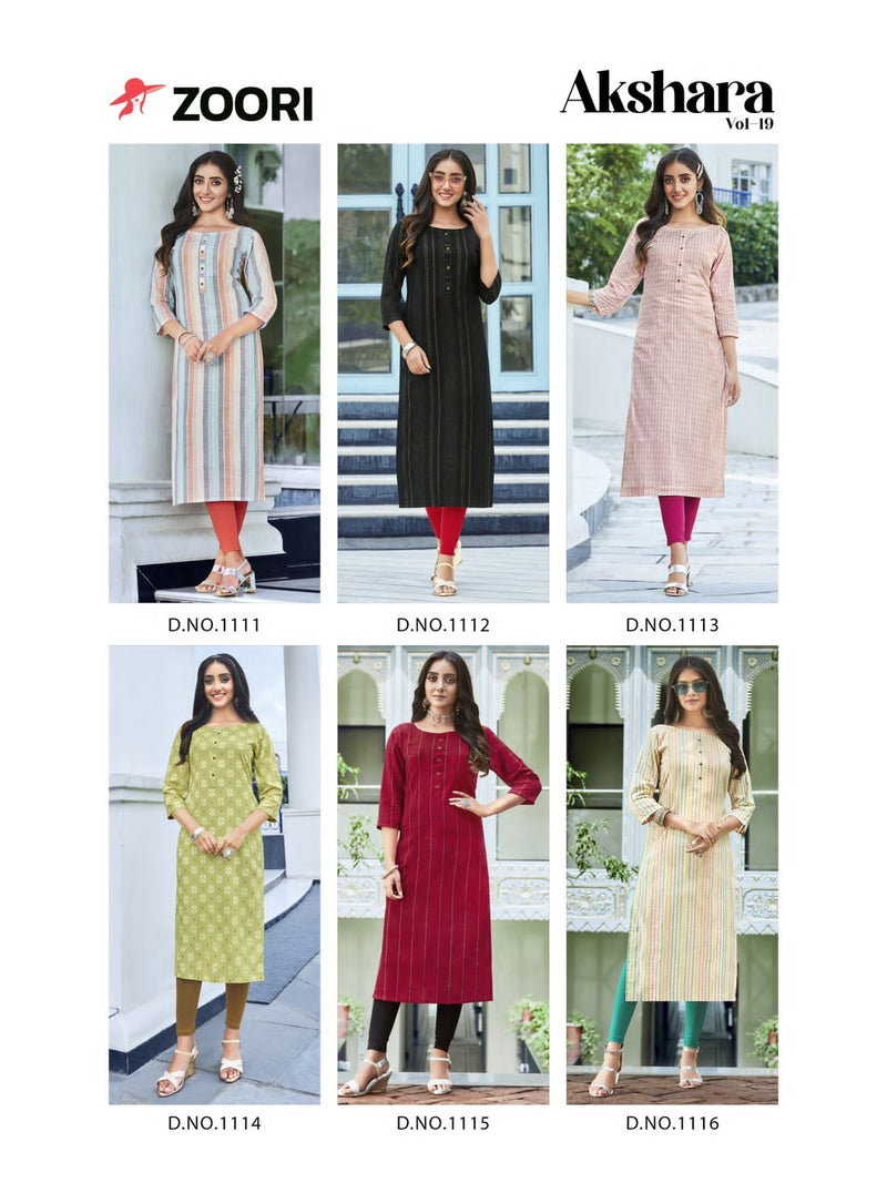 Zoori Akshara Vol 19 Rayon With Fancy Work Stylish Designer Casual look Fancy Kurti