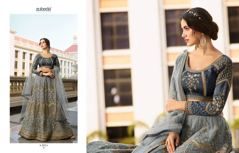 Zubeda Prisha Net With Heavy Beautiful work Stylish Designer Wedding Look Fancy Lehenga