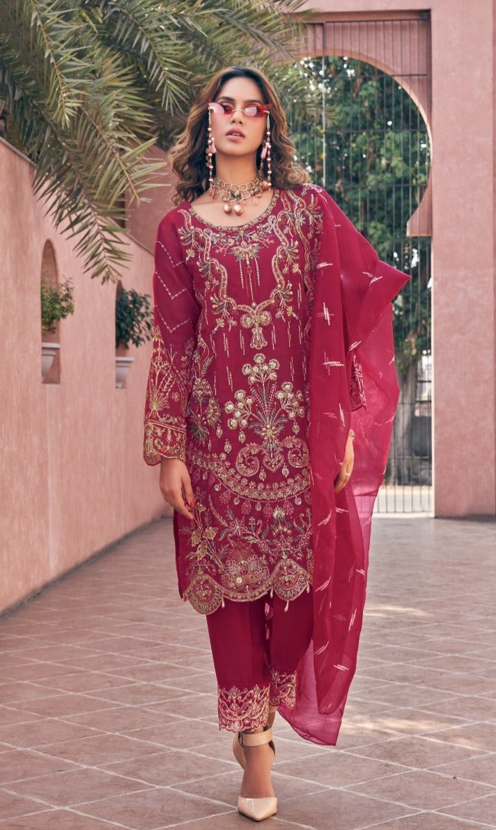 Shree Fabs Dno R 1072 Organza With Heavy Embroidery work Stylish Designer Fancy Salwar Kameez