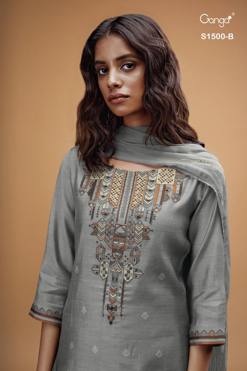 Ganga Dno 1500 Silk With Heavy Beautiful Work Stylish Designer Fancy Salwar Kameez