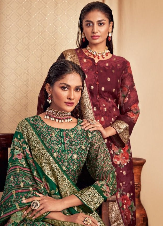 Glossy Advika Dno 9000 To 9007 Organza With Heavy Beautiful Work Stylish Designer Attractive Look salwar Kameez