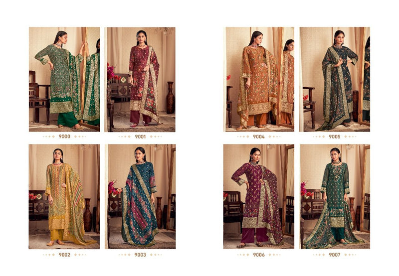Glossy Advika Dno 9000 To 9007 Organza With Heavy Beautiful Work Stylish Designer Attractive Look salwar Kameez