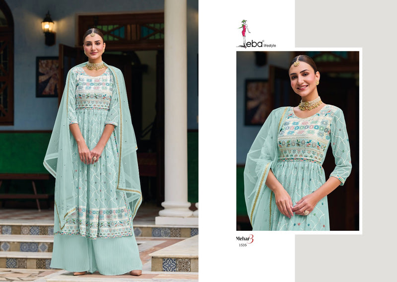 Eba Lifestyle Mehar 3 Georgette With Embroidery Work Stylish Designer Beautiful Look Fancy Long Kurti