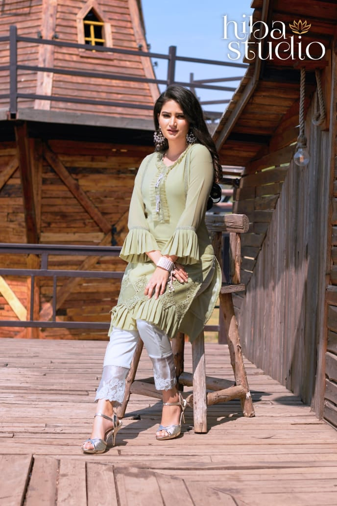 Hiba Studio Lpc 34 Georgette With Beautiful Work Stylish Designer Party Wear Kurti