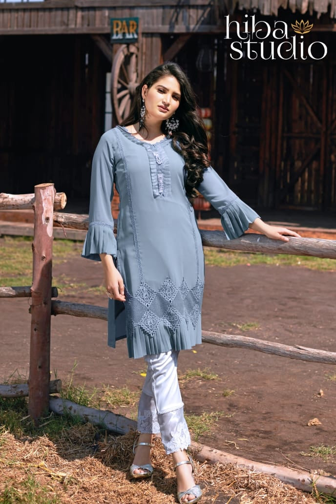 Hiba Studio Lpc 34 Georgette With Beautiful Work Stylish Designer Party Wear Kurti
