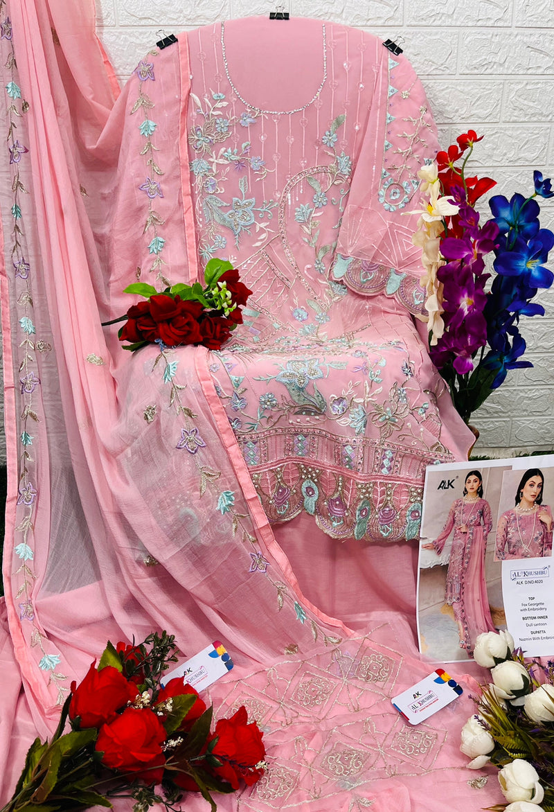 Al Khushbu Dno 1040 Georgette With Heavy Embroidery Work Stylish Designer Party Wear Salwar Kameez