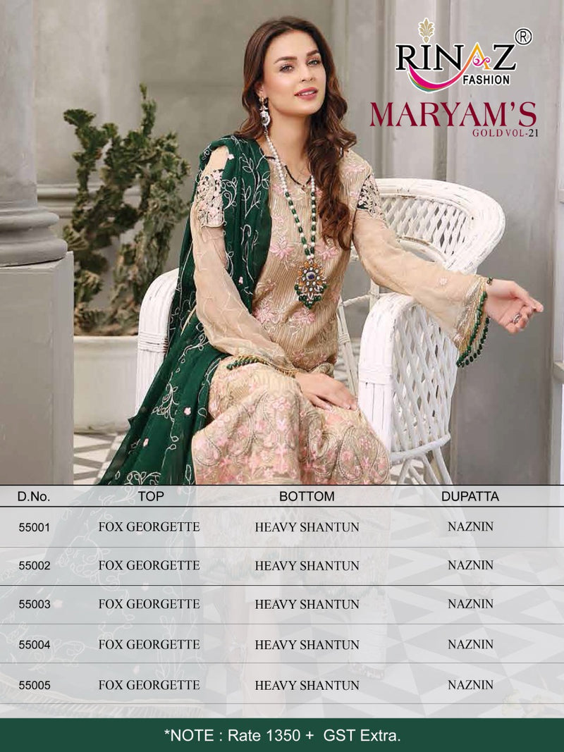 Rinaz Fashion Gold Vol 21 Georgette With Heavy Beautiful Work Stylish Designer Wedding Look Salwar Kameez