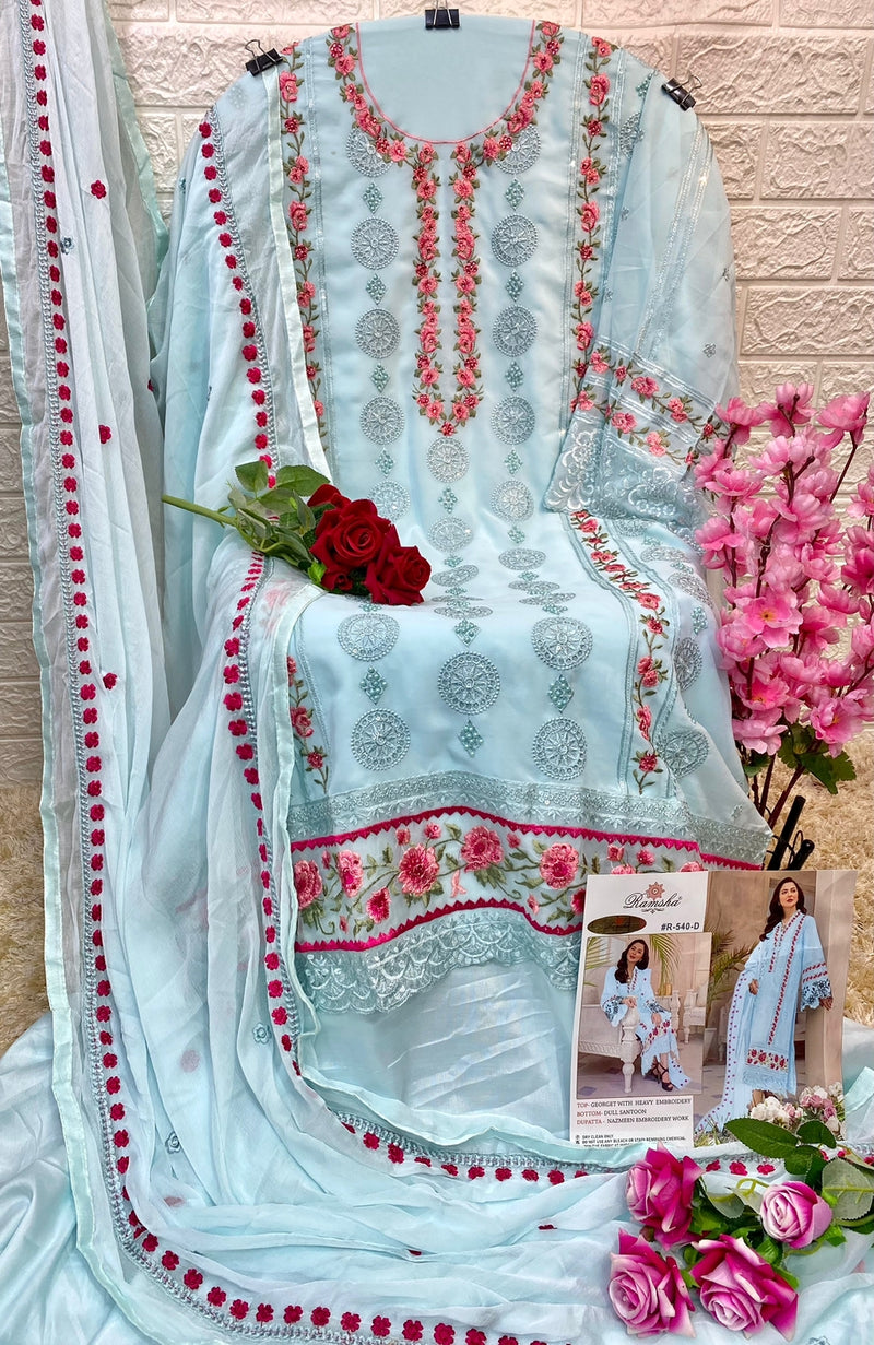 Ramsha Dno R 550 Georgette With Heavy Embroidery Work Stylish Designer Party Wear Salwar Kameez