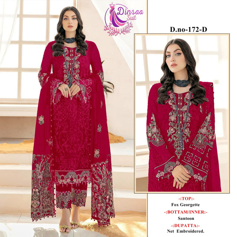 Dinsaa Suit Dno 172 Georgette With Heavy Beautiful Work Stylish Designer Wedding Wear Salwar Kameez