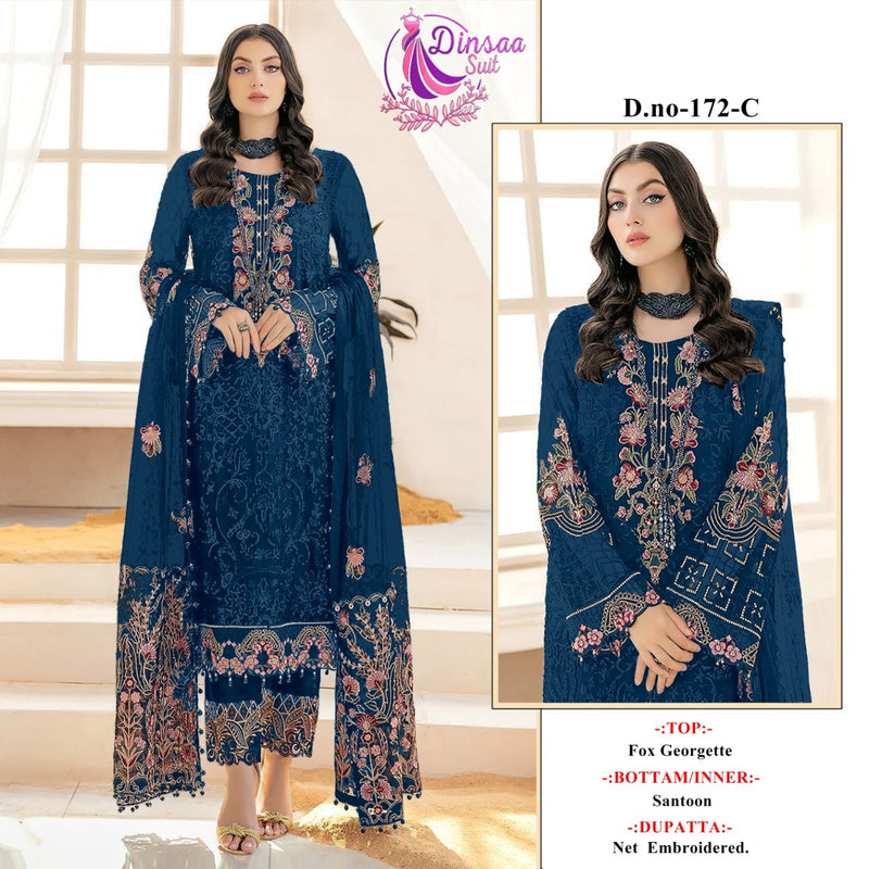 Dinsaa Suit Dno 172 Georgette With Heavy Beautiful Work Stylish Designer Wedding Wear Salwar Kameez