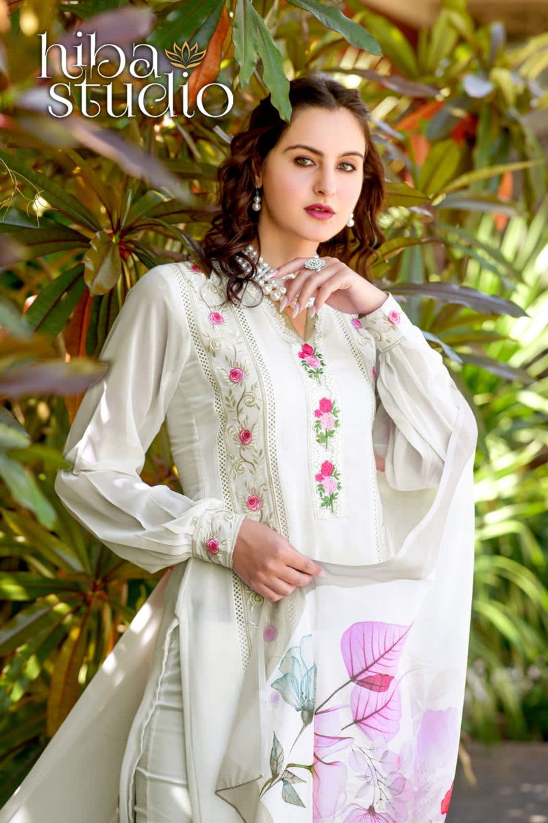 Hiba Studio Lpc 60 Georgette With Heavy Beautiful Work Stylish Designer Fancy Kurti