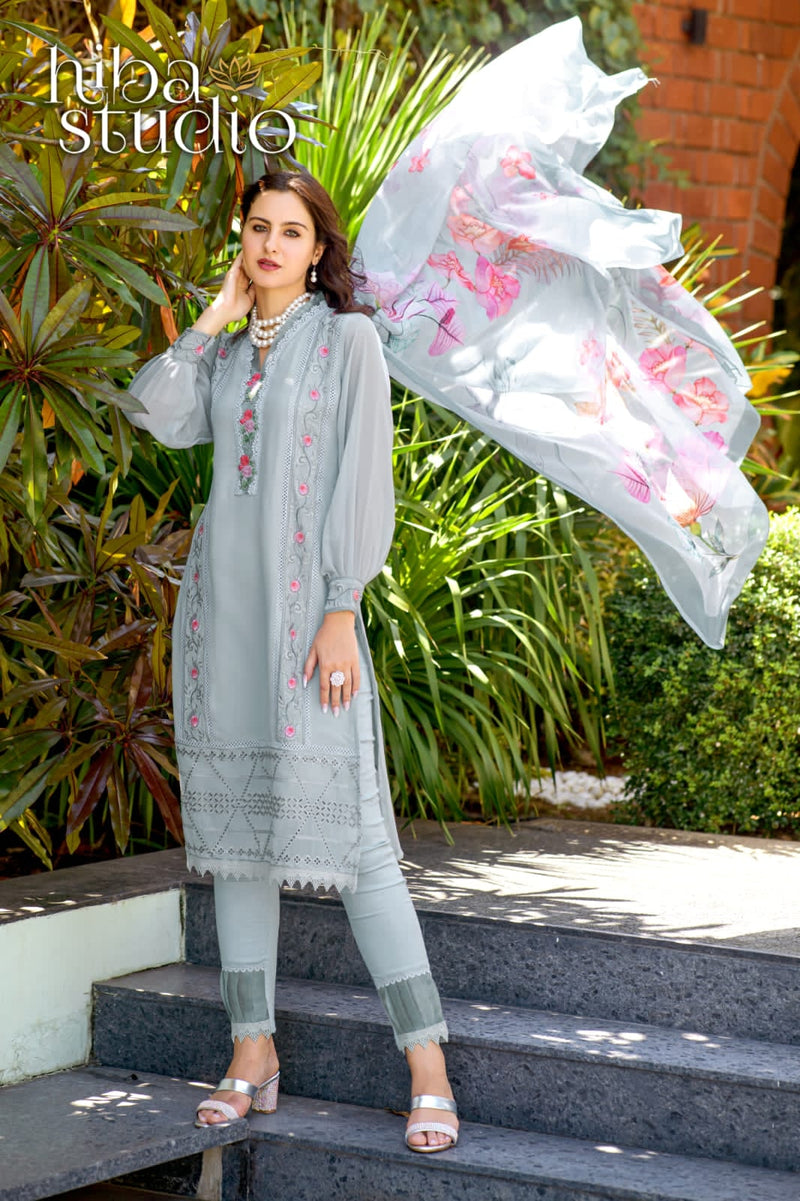 Hiba Studio Lpc 60 Georgette With Heavy Beautiful Work Stylish Designer Fancy Kurti