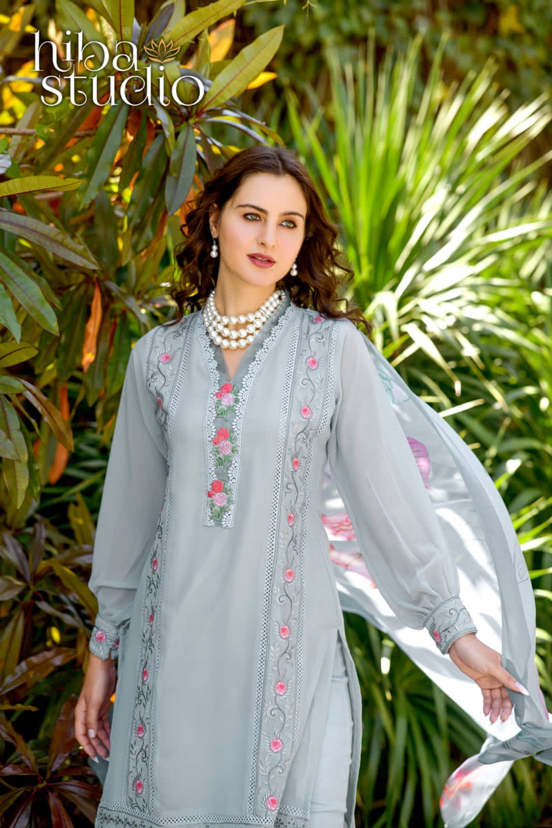 Hiba Studio Lpc 60 Georgette With Heavy Beautiful Work Stylish Designer Fancy Kurti