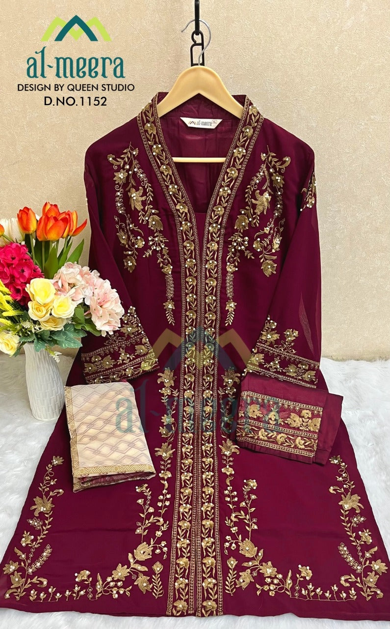 Al Meera Dno 1152 Georgette With Heavy Embroidery Work Stylish Designer Party Wear Fancy Kurti