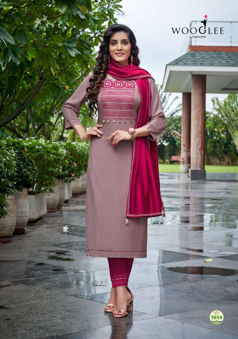 Wooglee Destiny Vol 2 Viscose Weaving With Luxrix Embroidered Handwork Kurti