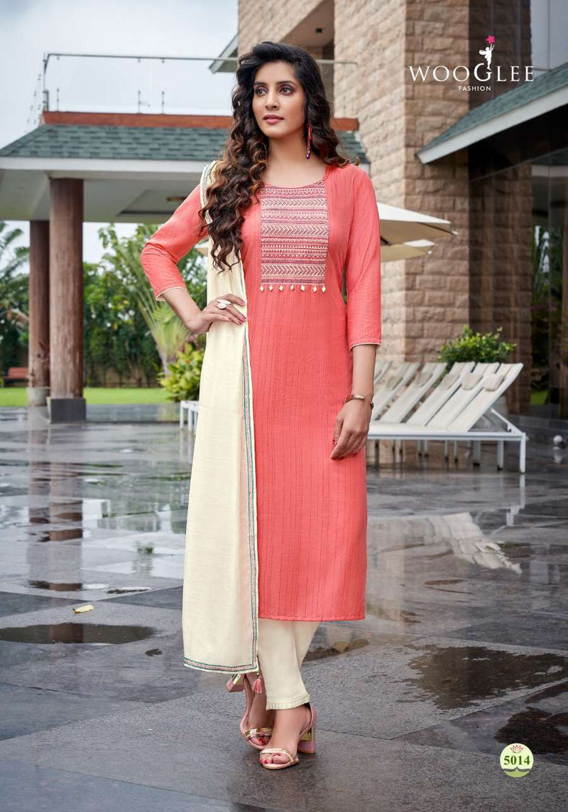 Wooglee Destiny Vol 2 Viscose Weaving With Luxrix Embroidered Handwork Kurti