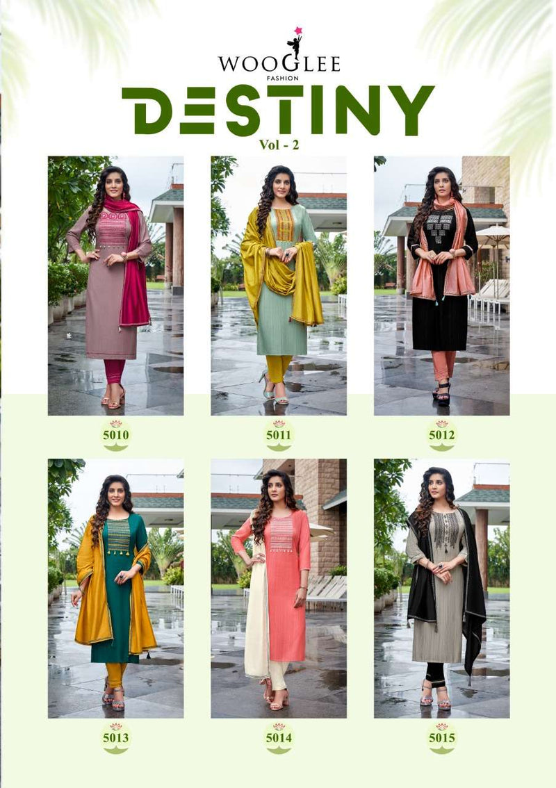 Wooglee Destiny Vol 2 Viscose Weaving With Luxrix Embroidered Handwork Kurti