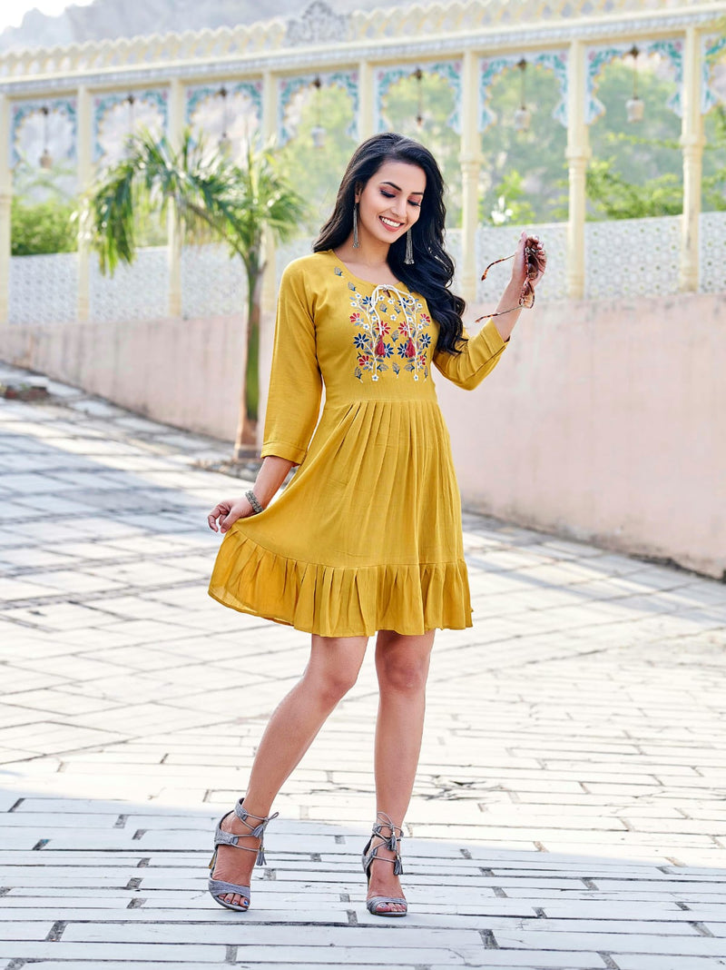 Tips & Tops Yami Vol 3 Rayon With Heavy Embroidery Work Stylish Designer Party Wear Fancy Shorts Kurti