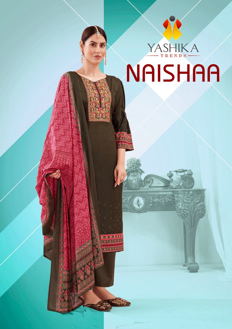 Yashika Trends Naishaa Cotton Printed Festive Wear Salwar Suits With Embroidery Work