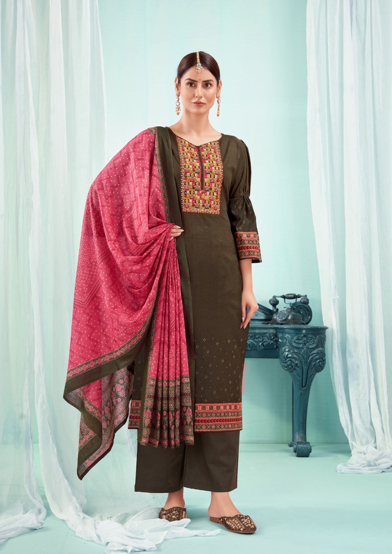 Yashika Trends Naishaa Cotton Printed Festive Wear Salwar Suits With Embroidery Work