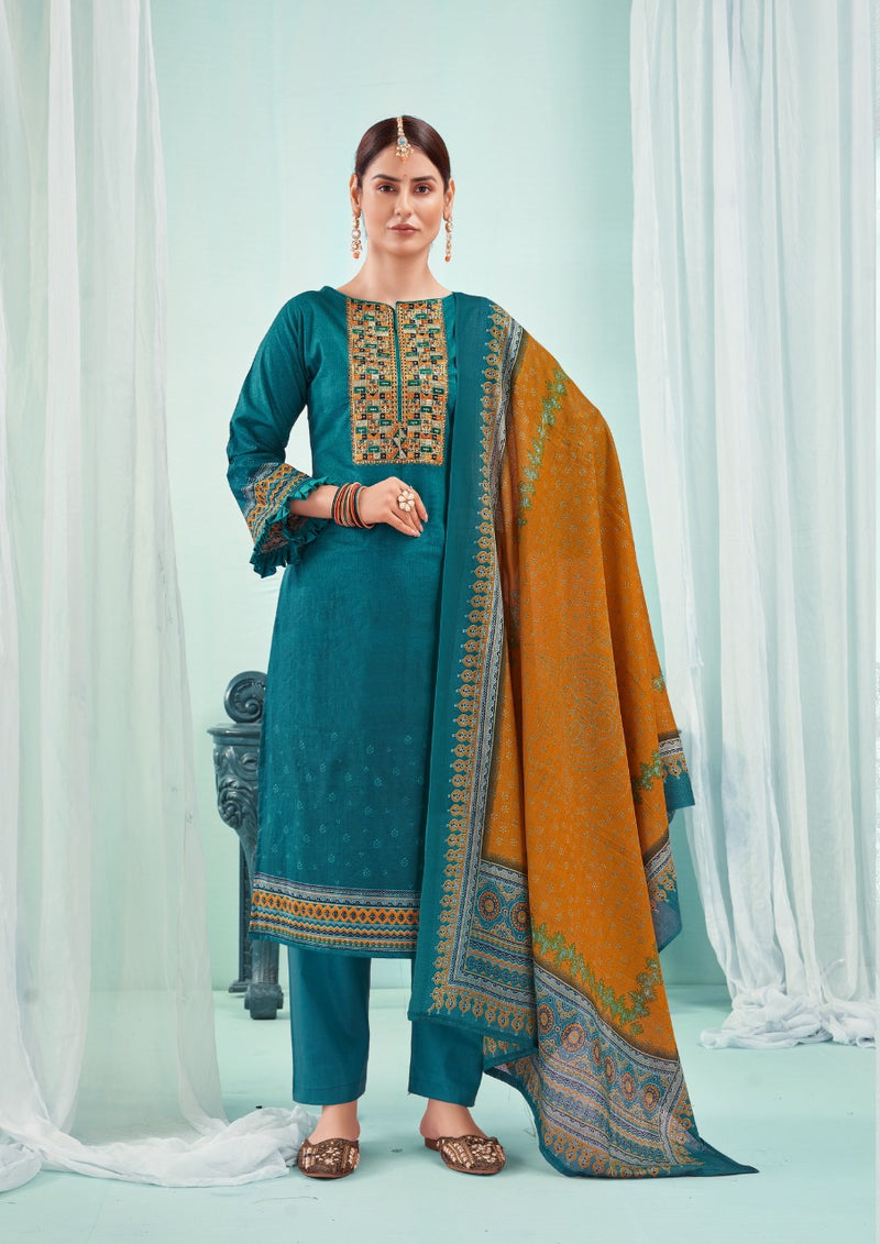 Yashika Trends Naishaa Cotton Printed Festive Wear Salwar Suits With Embroidery Work