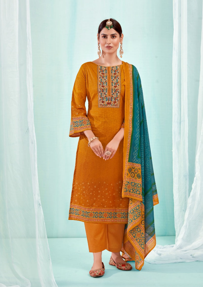 Yashika Trends Naishaa Cotton Printed Festive Wear Salwar Suits With Embroidery Work