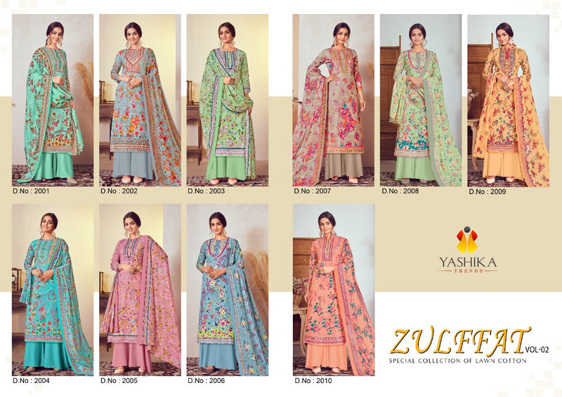 Yashika Trends Zulffat Vol 2 Pure Lawn Fancy Designer Salwar Suit