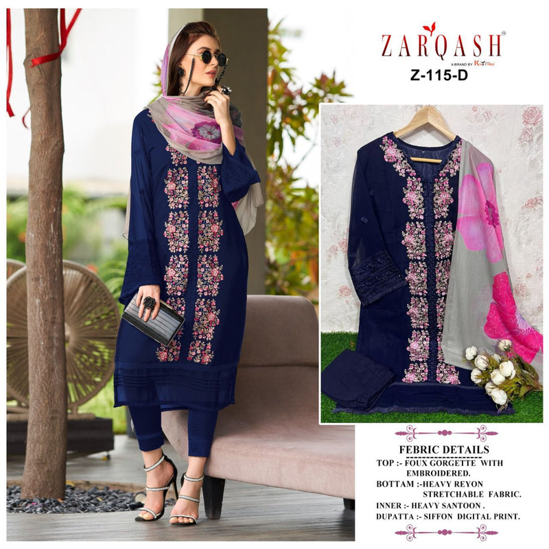 Zarqash Dno Z 115 Georgette With Fancy Embroidery Work Stylish Designer Pakistani Fancy Pret Kurti