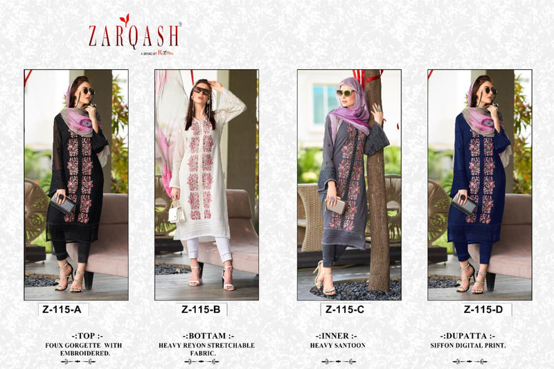 Zarqash Dno Z 115 Georgette With Fancy Embroidery Work Stylish Designer Pakistani Fancy Pret Kurti