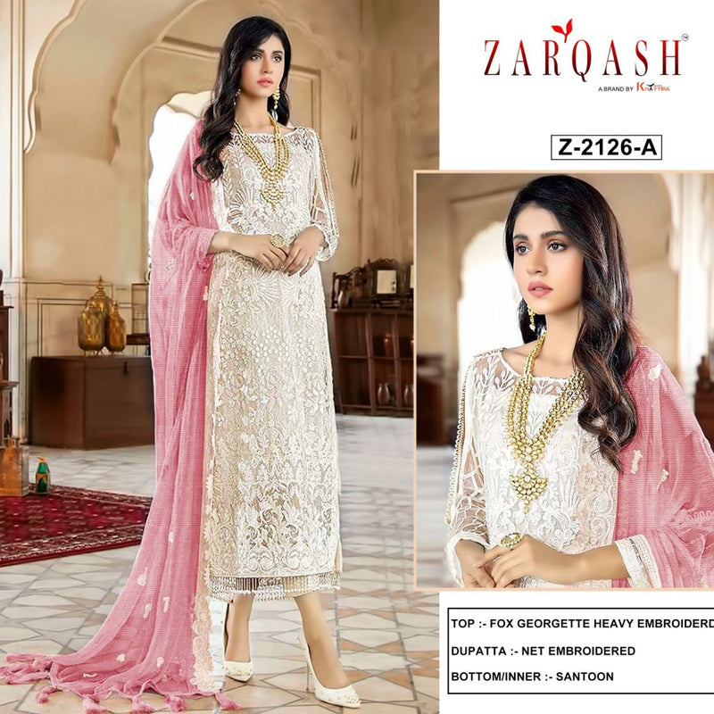 Zarqash Z 2126 Fox Georgette Heavy Embroidered Pakistani Style Party Wear Salwar Kameez