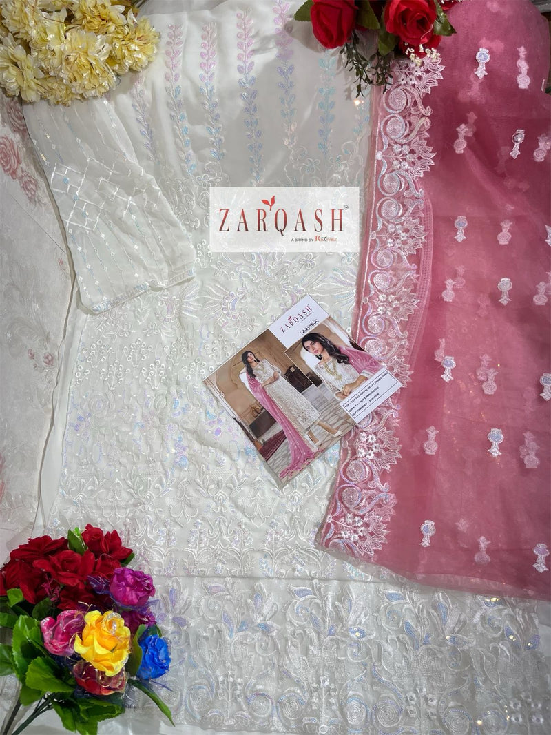 Zarqash Z 2126 Fox Georgette Heavy Embroidered Pakistani Style Party Wear Salwar Kameez
