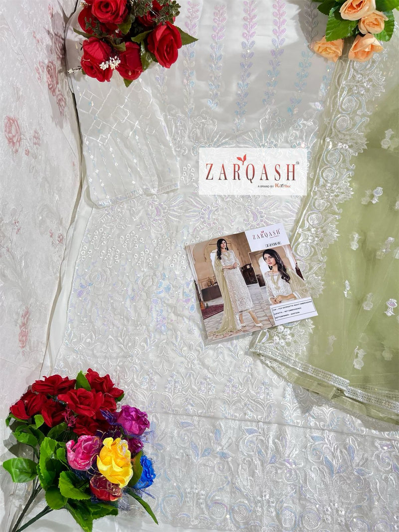 Zarqash Z 2126 Fox Georgette Heavy Embroidered Pakistani Style Party Wear Salwar Kameez