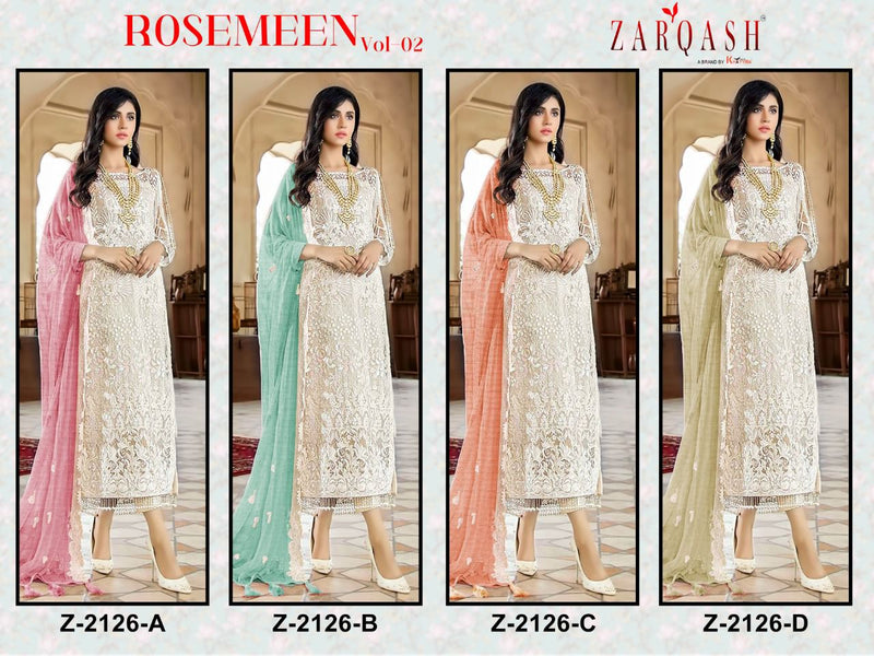 Zarqash Z 2126 Fox Georgette Heavy Embroidered Pakistani Style Party Wear Salwar Kameez