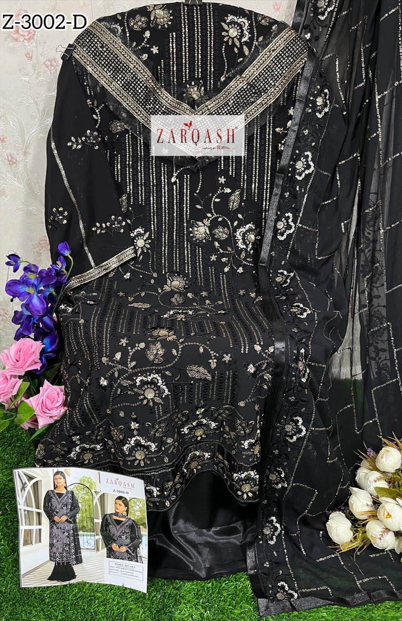 Zarqash Dno Z 3002 D Georgette With Heavy Beautiful Embroidery Work Stylish Designer Pakistani Salwar Kameez
